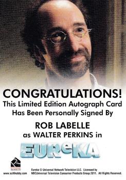 2011 Rittenhouse Eureka Seasons 1 & 2 - Autographs #NNO Rob LaBelle Back