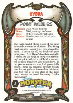 1991 Topps Monster in My Pocket (International Edition) #2 Hydra Back