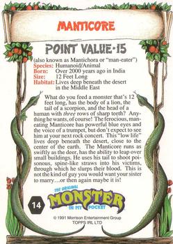 1991 Topps Monster in My Pocket (International Edition) #14 Manticore Back