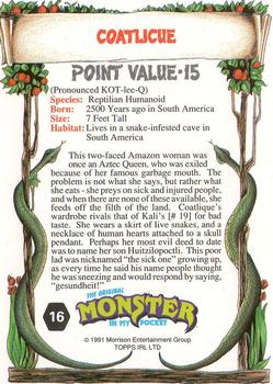 1991 Topps Monster in My Pocket (International Edition) #16 Coatlicue Back