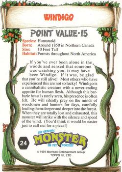 1991 Topps Monster in My Pocket (International Edition) #24 Windigo Back