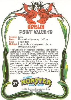 1991 Topps Monster in My Pocket (International Edition) #27 Goblin Back