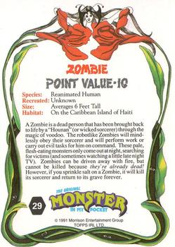 1991 Topps Monster in My Pocket (International Edition) #29 Zombie Back