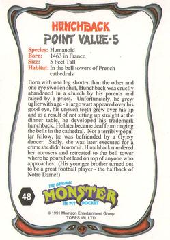 1991 Topps Monster in My Pocket (International Edition) #48 Hunchback Back