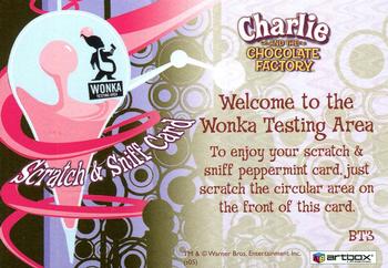 2005 ArtBox Charlie and the Chocolate Factory - Box Toppers Scratch & Sniff #BT3 Scratch & Sniff Peppermint Back