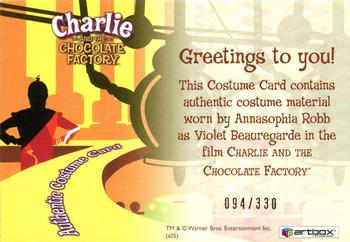 2005 ArtBox Charlie and the Chocolate Factory - Costume Relics #NNO Violet Beauregarde Back