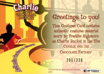 2005 ArtBox Charlie and the Chocolate Factory - Costume Relics #NNO Charlie Bucket Back