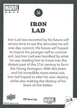 2020 Upper Deck Marvel Ages - Low Series Stickers #36 Iron Lad Back