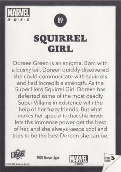 2020 Upper Deck Marvel Ages - Low Series Stickers #89 Squirrel Girl Back
