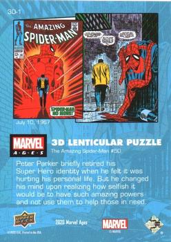2020 Upper Deck Marvel Ages - 3-D Lenticular Puzzles #3D-1 The Amazing Spider-Man #50 Back