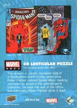 2020 Upper Deck Marvel Ages - 3-D Lenticular Puzzles #3D-2 The Amazing Spider-Man #50 Back