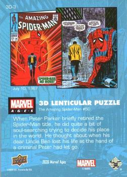 2020 Upper Deck Marvel Ages - 3-D Lenticular Puzzles #3D-3 The Amazing Spider-Man #50 Back