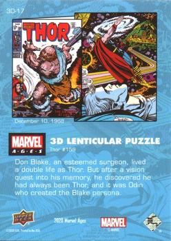 2020 Upper Deck Marvel Ages - 3-D Lenticular Puzzles #3D-17 Thor #159 Back