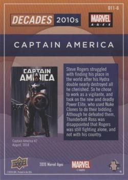 2020 Upper Deck Marvel Ages - Decades 2010s #D11-6 Captain America Back