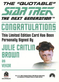 2005 Rittenhouse The Quotable Star Trek: The Next Generation - Autographs #NNO Julie Caitlin Brown Back