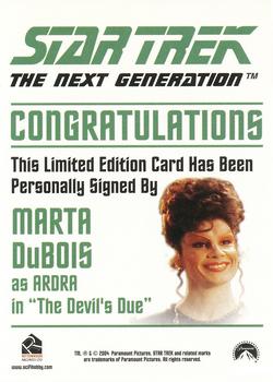 2005 Rittenhouse The Quotable Star Trek: The Next Generation - Autographs #NNO Marta DuBoise Back