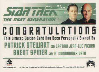 2005 Rittenhouse The Quotable Star Trek: The Next Generation - Dual Autographs #NNO Patrick Stewart / Brent Spiner Back