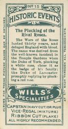 1913 Wills's Historic Events (Australia) #15 The Plucking of the Rival Roses Back