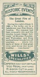 1913 Wills's Historic Events (Australia) #34 The Great Fire of London Back