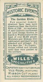 1913 Wills's Historic Events (Australia) #42 The Gordon Riots Back