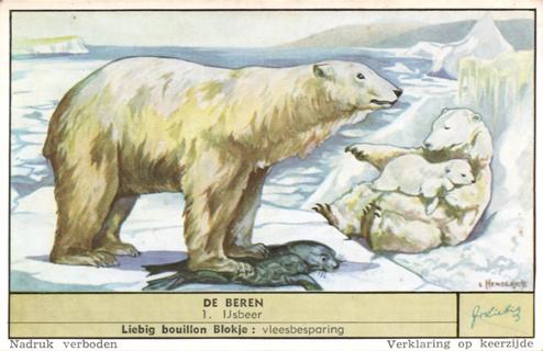 1955 Liebig De Beren (Bears) (Dutch Text) (F1620, S1620) #1 Ijsbeer Front
