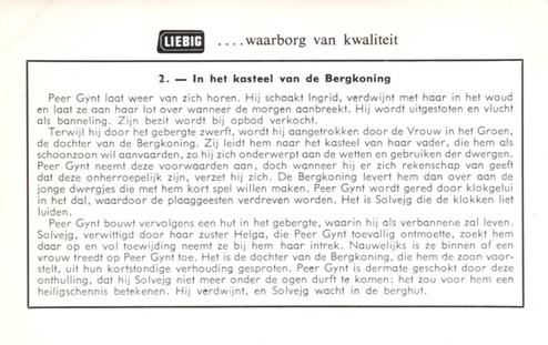 1960 Liebig Peer Gynt (Dutch Text) (F1728, S1733) #2 In het kasteel van de Bergkoning Back
