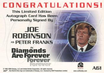2006 Rittenhouse James Bond Dangerous Liaisons - 40th Anniversary Autographs #A61 Joe Robinson Back