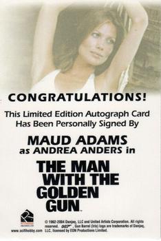 2006 Rittenhouse James Bond Dangerous Liaisons - Full Bleed Autographs #NNO Maud Adams Back