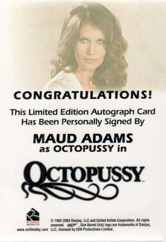 2006 Rittenhouse James Bond Dangerous Liaisons - Full Bleed Autographs #NNO Maud Adams Back