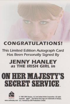 2006 Rittenhouse James Bond Dangerous Liaisons - Full Bleed Autographs #NNO Jenny Hanley Back