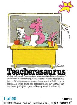 1989 Dandy Saurus Stickers #1 Teacherasaurus Front