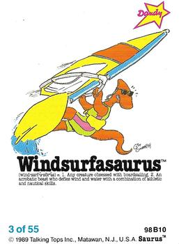 1989 Dandy Saurus Stickers #3 Windsurfasaurus Front