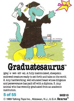 1989 Dandy Saurus Stickers #5 Graduatesaurus Front