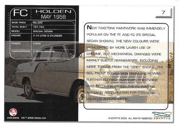 2002 Kryptyx Holden Master Collection #7 FC Special Sedan Back