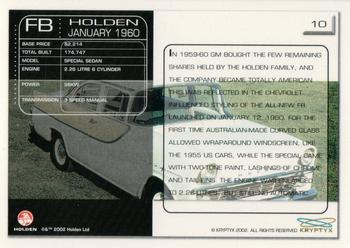 2002 Kryptyx Holden Master Collection #10 FB Special Sedan Back