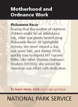 2011 National Park Service Civil War to Civil Rights - Springfield Armory National Historic Site #NNO Motherhood and Ordnance Work Back