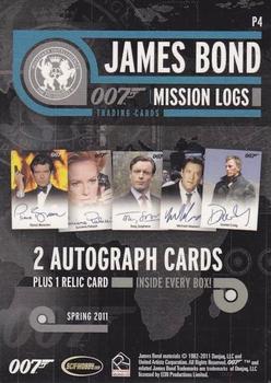 2011 Rittenhouse James Bond Mission Logs - Promos #P4 Philly Non-Sport Show - Spring 2011 Back