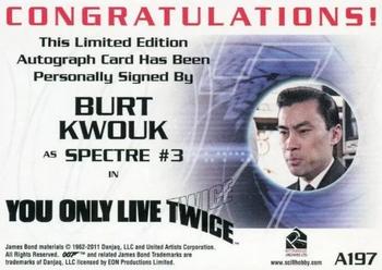 2011 Rittenhouse James Bond Mission Logs - 40th Anniversary Autographs #A197 Burt Kwouk Back