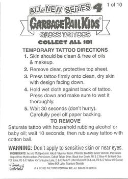 2005 Topps Garbage Pail Kids All-New Series 4 - Tattoos #1 Snakey Jake Back