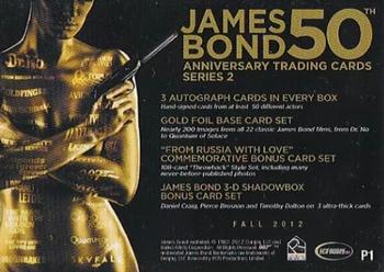 2012 Rittenhouse James Bond 50th Anniversary Series 2 - Promos #P1 General Distribution Back