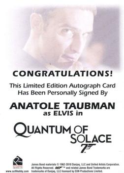2012 Rittenhouse James Bond 50th Anniversary Series 2 - Full Bleed Autographs #NNO Anatole Taubman Back