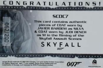 2013 Rittenhouse James Bond Autographs & Relics - Relics Dual Character #SCDC7 Javier Bardem / Judi Dench Back