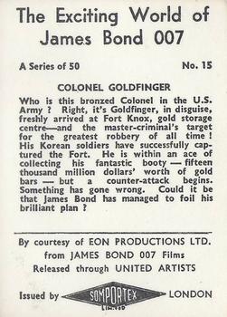 1965 Somportex The Exciting World of James Bond #15 Colonel Goldfinger Back