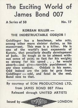 1965 Somportex The Exciting World of James Bond #17 Korean Killer - The Indestructable Oddjob! Back