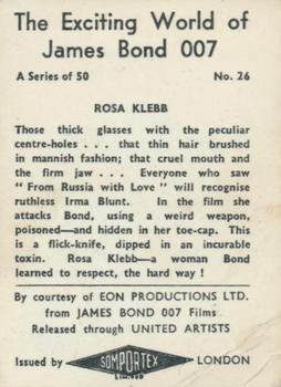 1965 Somportex The Exciting World of James Bond #26 Rosa Klebb Back