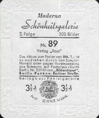 1934 Kurmark Moderne Schonheitsgalarie Series 1 (Garbaty) #89 Hilde von Stolz Back
