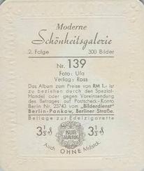 1934 Kurmark Moderne Schonheitsgalarie Series 2 (Garbaty) #139 Brigitte Horney Back