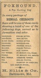 1888 Ellis, H. & Co. Breeds of Dogs - Bengal Cheroots #NNO Fox Hound Back