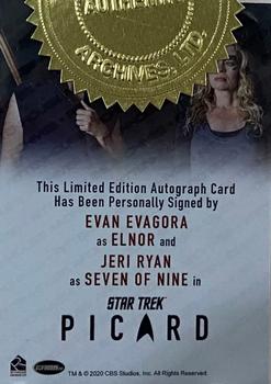 2021 Rittenhouse Star Trek: Picard Season One - Multiple-Case Incentive Autographs #NNO Jeri Ryan / Evan Evagora Back