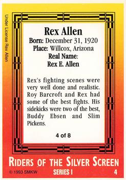 1993 SMKW Riders of the Silver Screen #4 Rex Allen Back
